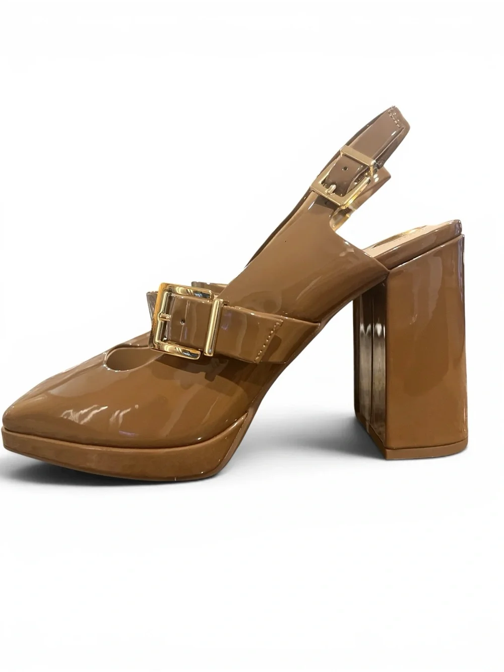 Gianni Bini Sonata Patent Mary Jane Platform Pumps Sweet Caramel Size 9M NWT